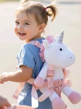 Travel Bug Toddler Safety Harness Unicorn Backpack - Pink and White